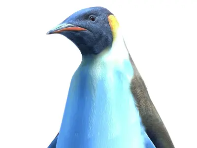 Emperor penguin family Low-poly 3D model