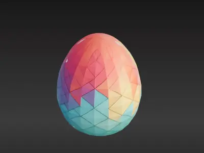 Low-Poly Easter Egg with Geometric Pattern Free 3D model