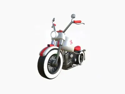 Motorcycle Cartoon A19 White Red - Custom Vehicle Design Low-poly 3D model