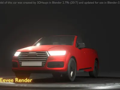City Car 32 SUV Cabrio Open Type-B Red Low-poly 3D model