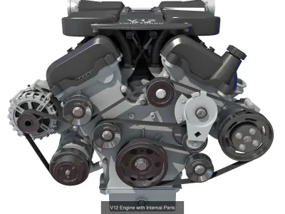 V12 Engine with Cutaway 3D Model Collection