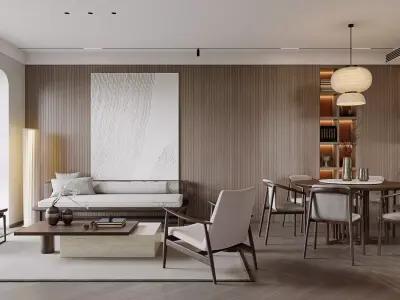 japanese living room dining room interior scenes 09 3D model