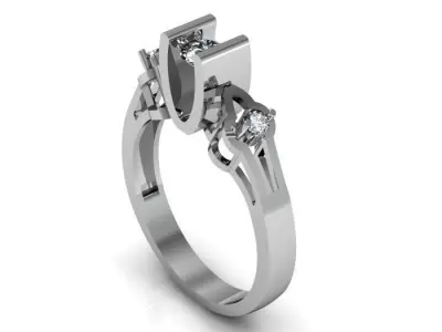 Solitaire ring 3D print model 26