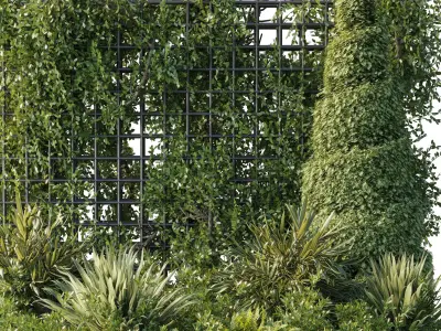 A Garden of Plants shrubs and palms - outdoor garden set 187 Low-poly 3D model