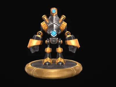 Handpainted Steampunk Robo Detail Free low-poly 3D model