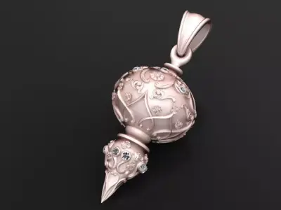 ornate gold pendant 3D printable model  3D print model