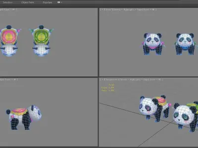 Cartoon panda mount - male panda - female panda Low-poly 3D model