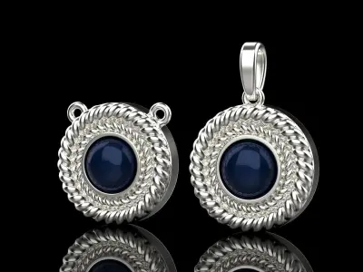 Round cabochon pendant model 342 3D print model