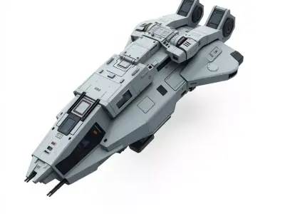 Futuristic Grey Spaceship model pack Low-poly 3D model