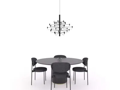 Model Set 02 Series 430 Chair Bule Table Chandelier 2079 Flos  3D model