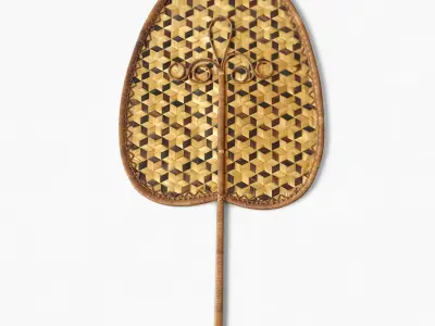 Mid-Century Wicker Fan Wall Art 3D model