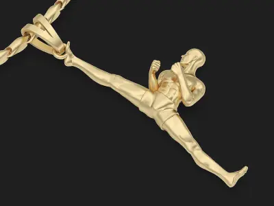 Karate man pendant Sculpture jewelry gold 3D print model