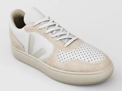 Casual Sneaker Leather Veja Style - White Beige Low-poly 3D model