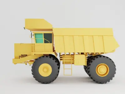 Mining large truck of yellow color on white background Low-poly 3D model