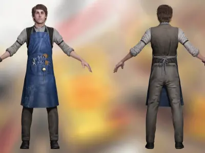 Industrial Electrical Technician Fully Rigged 3D Model Low-poly 3D model