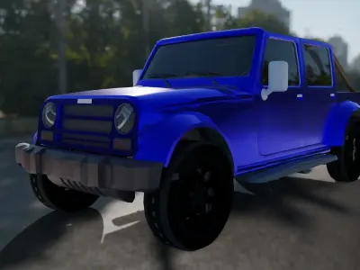 Blue Tour Jeep Low-poly 3D model