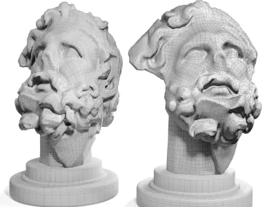 Giants head sculpture Low-poly 3D model