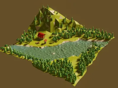 Low Poly Forest  Free 3D model