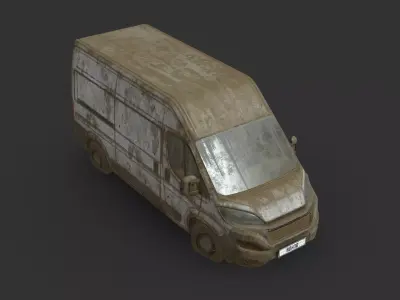 049 Abandoned Car - FIAT Ducato Van Low-poly 3D model