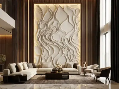modern panel wall decor set relief stl mural CNC 256 3D model