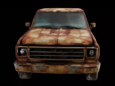 Rusted Pickup Truck Weathered Utility Vehicle Game Ready PBR Low-poly 3D model