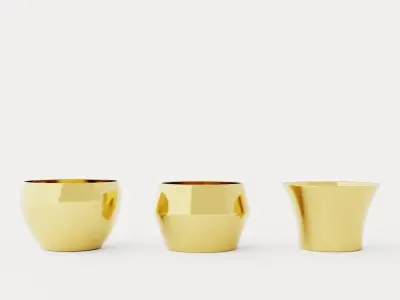 Kin Lantern 3-pack - Brass Low-poly 3D model