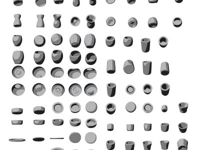 Modern rounded crockery vases Base Collection Low-poly 3D model