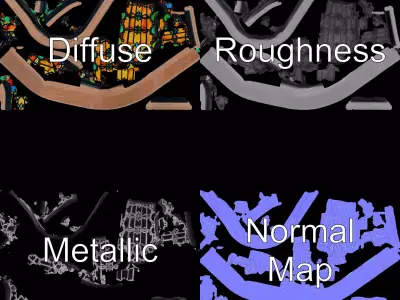 Elegant Stained Glass Window model pack Low-poly 3D model