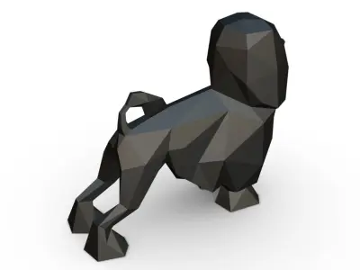lion bichon low poly 3D print model