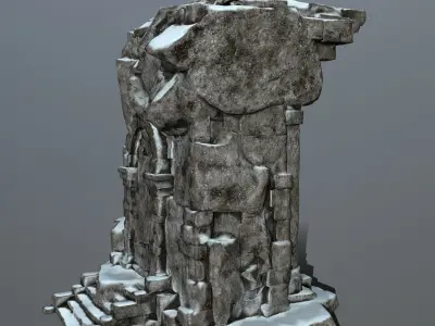 statue 2 stone structure with snow Low-poly 3D model