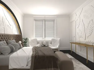 3D Bedroom Model model modern with arched ceiling 3D model