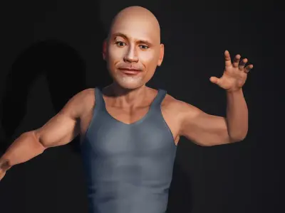 Dwayne Johnson The Rock 3D model Full Rigged and Animated Low-poly 3D model