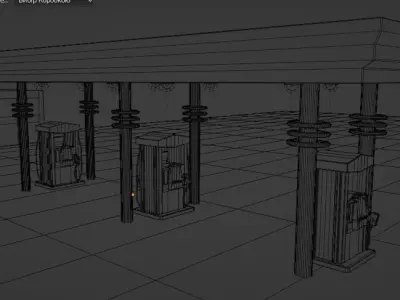 Gas station Low-poly 3D model
