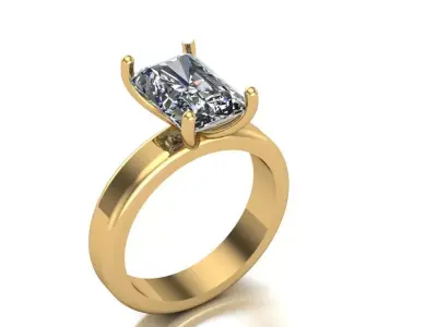 Engagement Ring for Radiant stone 3D print model