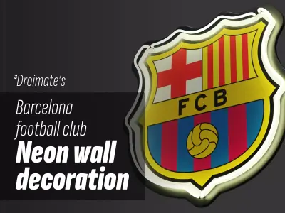 FC Barcelona football - soccer club logo neon wall decoration Free low-poly 3D model