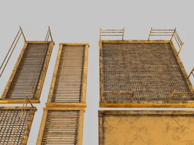 Stair Set of wooden pallets Low-poly 3D model