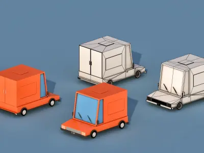 Cartoon Transport Cars Low-poly 3D model