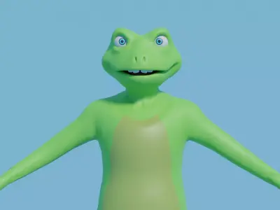 Cartoon Frog  Low-poly 3D model