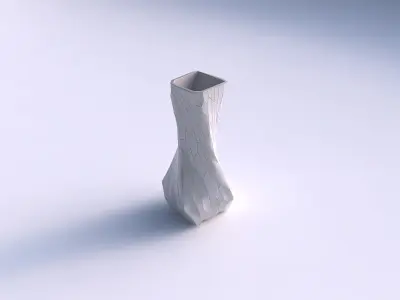 Vase twisted larger opening quadratic with fine organic cells 3D print model