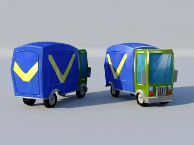 Bus Pack Low Poly Toon Style Bus Pack 3D Model Collection Low-poly 3D model