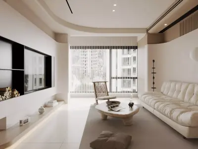 Modern living room dining room interior scenes 297 3D model