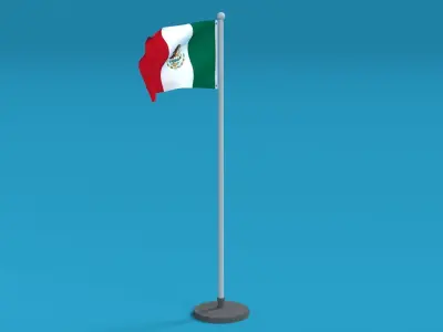 Low Poly Seamless Animated Mexico Flag Low-poly 3D model