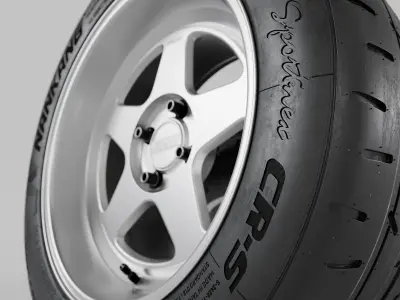 Kansei KNP 15 Rims with Nankang Sportnex CR-S Semi Slick Tires 3D model