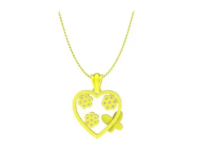A6852 Luxury Butterfly and Flower Heart Women Pendant 3D print model