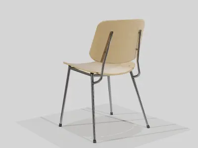 Soborg Metal Base Chair-lacquered oak and Chromed Low-poly 3D model
