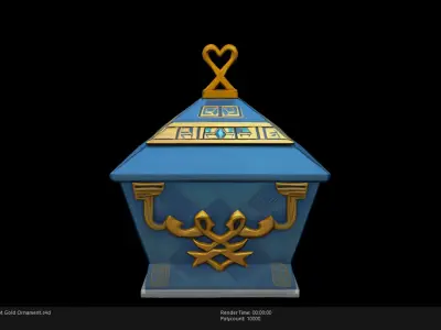 Low Poly Stylized Egypt Gold Ornament Low-poly 3D model