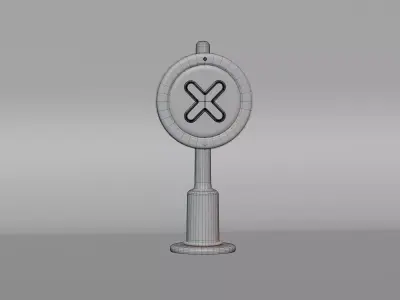 No parking Sign Board Low-poly 3D model