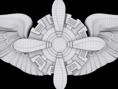 USAAF Flight Engineer Wings Badge 3D model