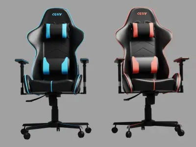 Gaming chair no branding flat customizable 3D model
