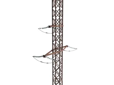 Electricity Pole 15 Weathered 3D model